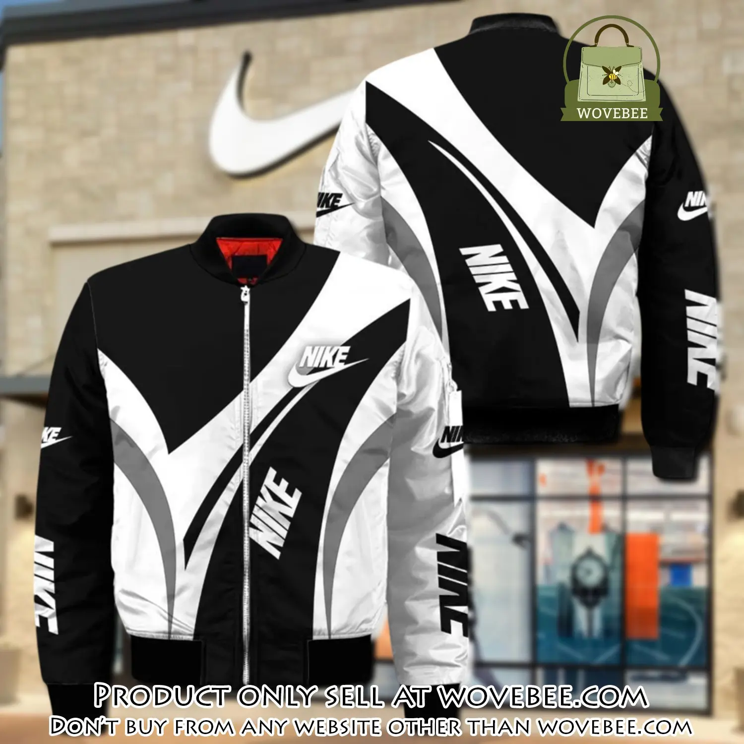 Nike white black luxury brand bomber jacket outfit for men women wvb4954481